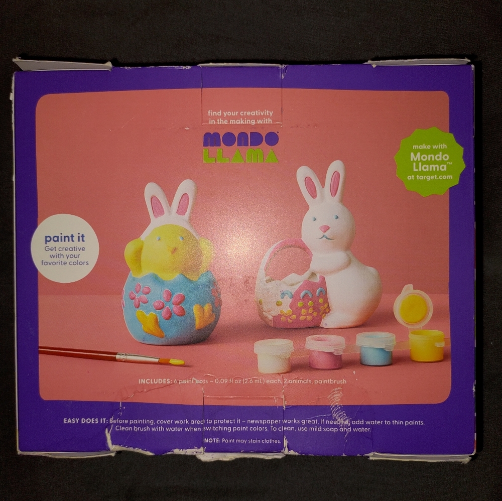 Paint Your Own Ceramic Animals Kit Kids Arts And Crafts Easter Bunny and chick